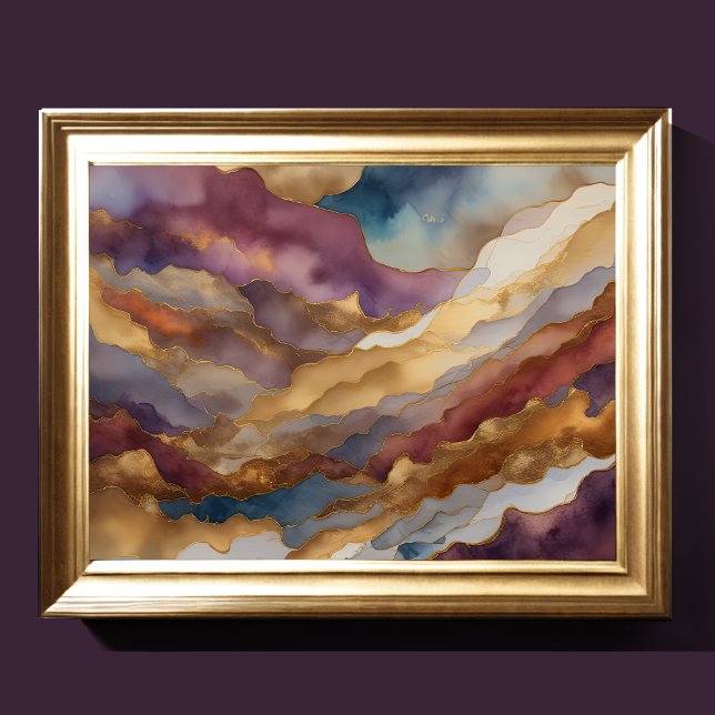 Watercolor Abstract Landscape Painting Gold 4:3 Poster (Creator Uploaded)