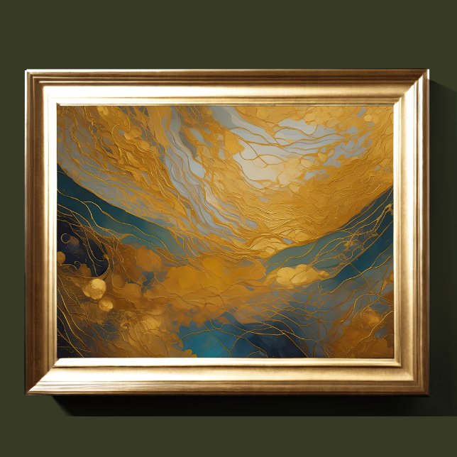 Watercolor Abstract Landscape Painting Gold 4:3 Poster (Creator Uploaded)