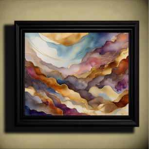 Watercolor Abstract Landscape Painting Gold 5:4 Poster