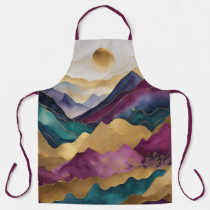 Watercolor Abstract Landscape Painting Gold Apron