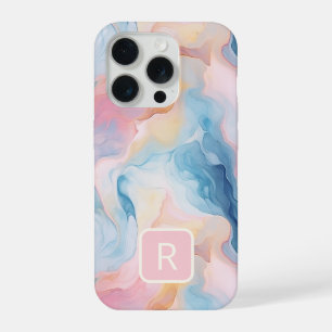 Watercolor Abstract Marble Cotton Sky iPhone 15 Pro Case