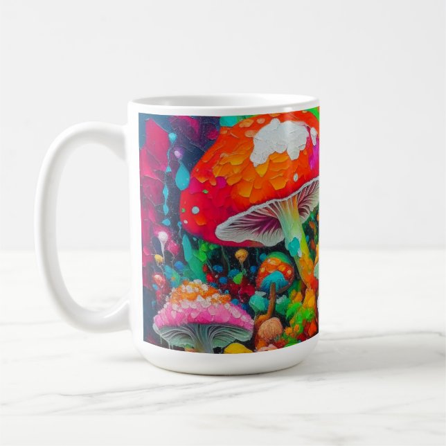 Watercolor Abstract Mushrooms Coffee Mug (Left)