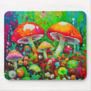 Watercolor Abstract Mushrooms Mouse Pad