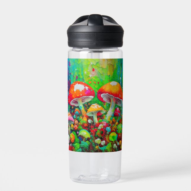 Watercolor Abstract Mushrooms Water Bottle (Front)