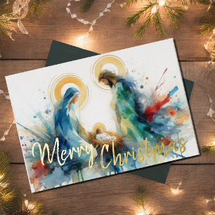 Watercolor Abstract Nativity Scene