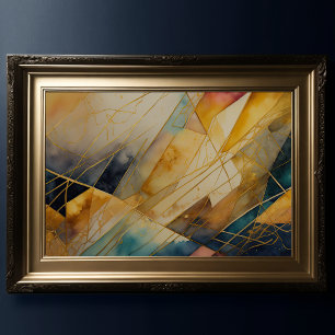 Watercolor Abstract Organic Geometric Gold Poster