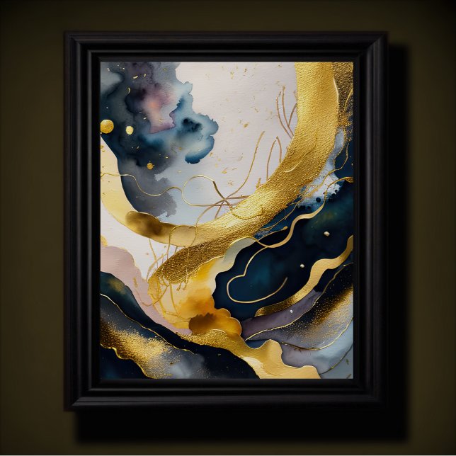 Watercolor Abstract Organic Painting Gold 4:5 Poster (Creator Uploaded)