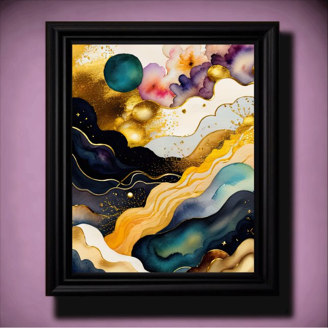 Watercolor Abstract Organic Painting Gold 4:5 Poster (Creator Uploaded)