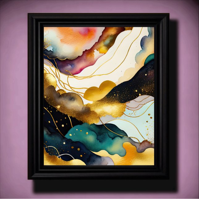 Watercolor Abstract Organic Painting Gold 4:5 Poster (Creator Uploaded)