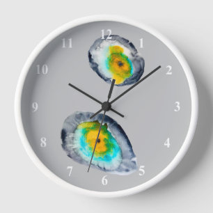 watercolor abstract oyster shells clock