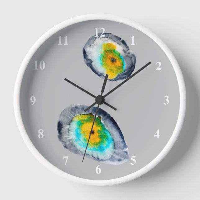 watercolor abstract oyster shells clock (Front)