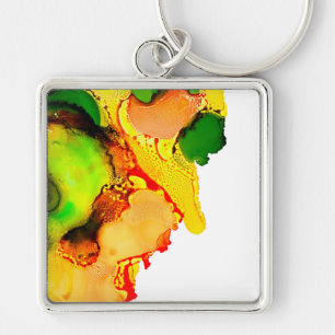 watercolor abstract oyster shells key ring