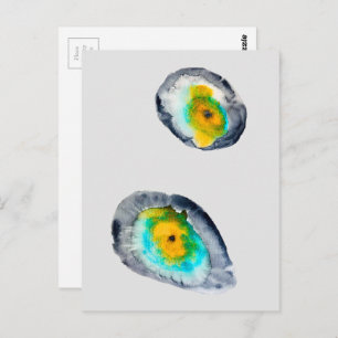 watercolor abstract oyster shells postcard