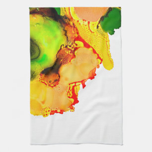 watercolor abstract oyster shells tea towel