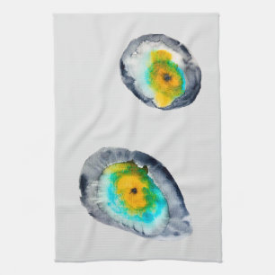watercolor abstract oyster shells tea towel