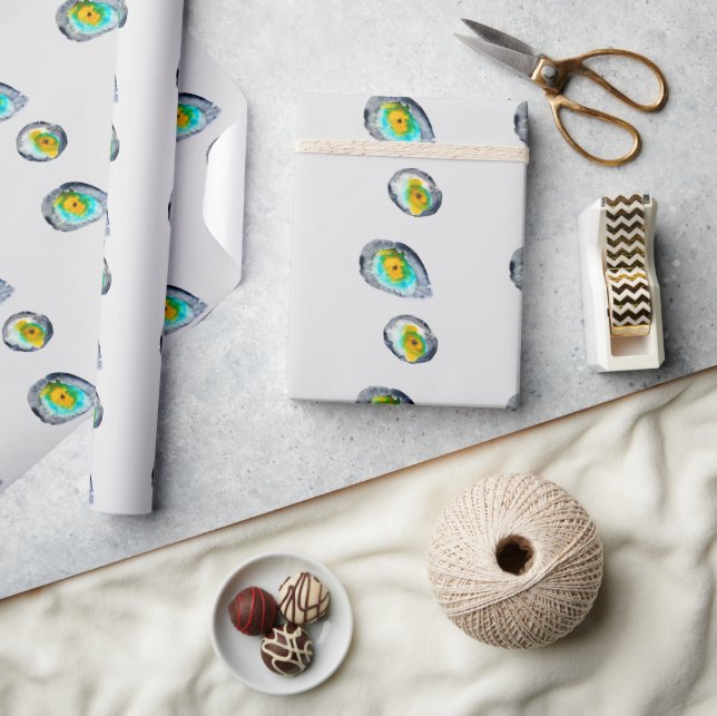 watercolor abstract oyster shells wrapping paper (Crafts)