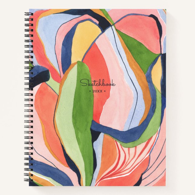Watercolor Abstract Painting Doodle Sketchbook Notebook (Front)