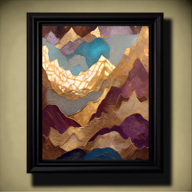 Watercolor Abstract Painting Gold Purple Blue Poster (Creator Uploaded)