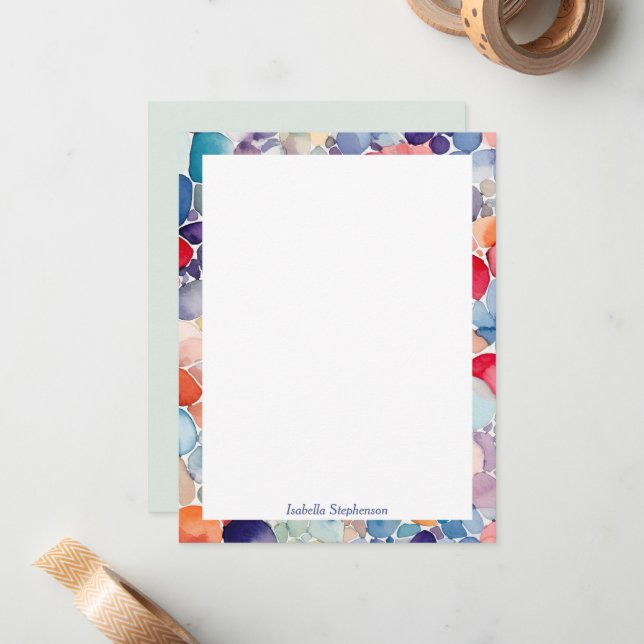 Watercolor Abstract Rainbow Shapes Custom Name Card (Front/Back In Situ)