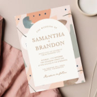 Watercolor Abstract Romantic Peachy Gold Wedding