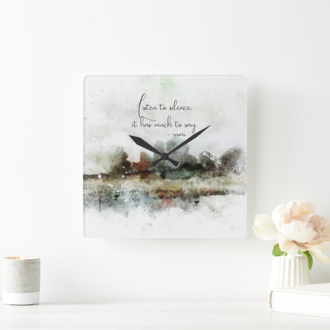 Watercolor Abstract Rumi Quote Gift  Square Wall Clock (Home)