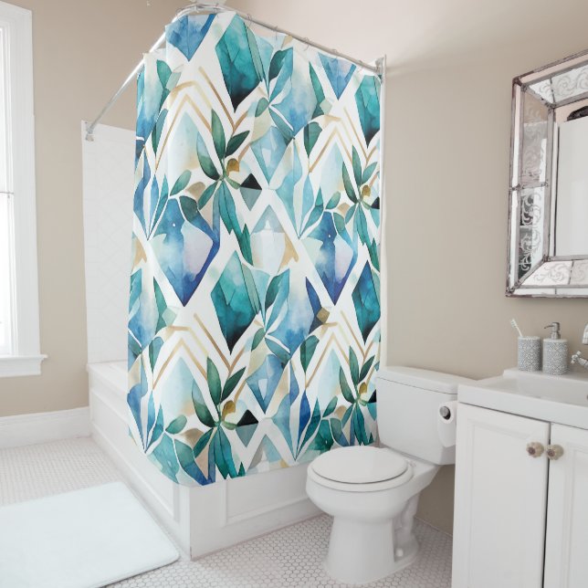 Watercolor Abstract Rustic Bohemian Shower curtain (In Situ)