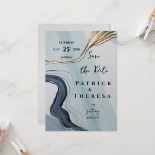  Watercolor Abstract Save the Date Announcement 