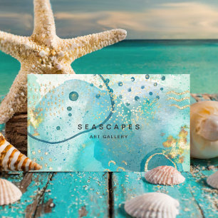 Watercolor Abstract Sea Tropical Turquoise Business Card