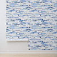 Watercolor Abstract Shades of Blue Sea Waves