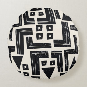 Watercolor abstract shapes round cushion