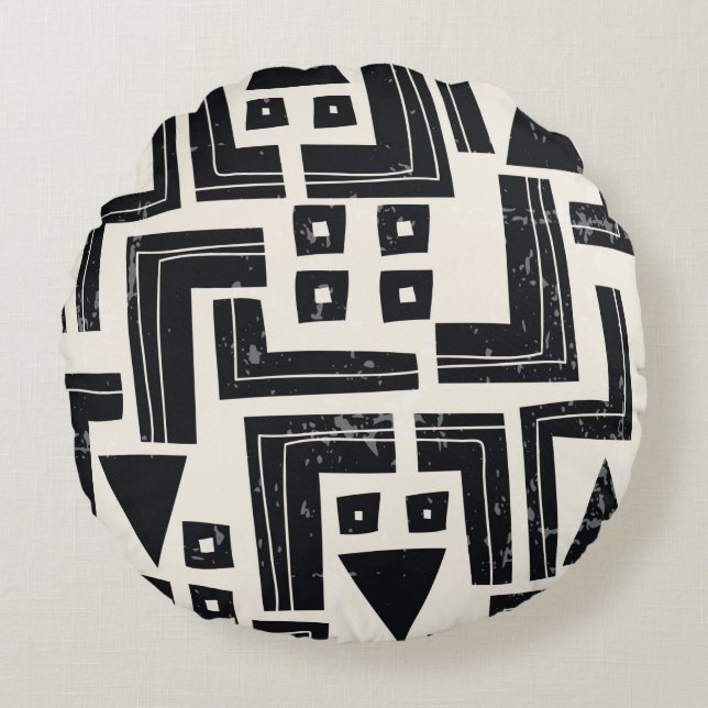 Watercolor abstract shapes round cushion (Front)