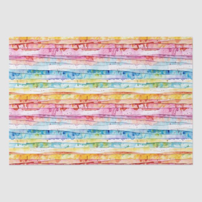 Watercolor Abstract Stripes Birthday Tissue Paper (Front)
