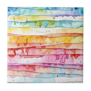 Watercolor Abstract Stripes Tile