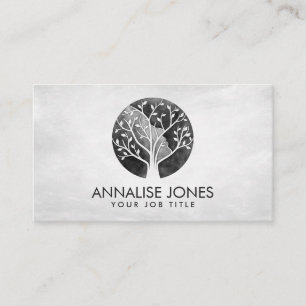 Watercolor Abstract Tree - Female Profile Shape Business Card