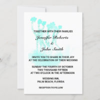 Watercolor Abstract Trees Teal Blue Art Wedding