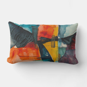 Watercolor abstract vintage lumbar cushion