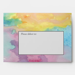 Watercolor Abstract Whimsical Colourful Fun Envelope