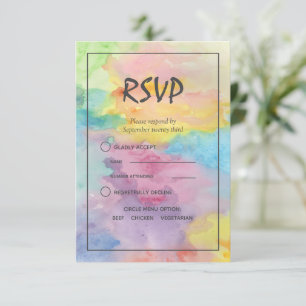 Watercolor Abstract Whimsical Colourful Fun RSVP Card