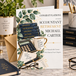 Watercolor Accountant Retirement Congratulations Card