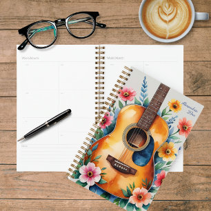 Watercolor Acoustic Guitar Floral Planner
