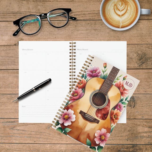 Watercolor Acoustic Guitar Floral Planner (Creator Uploaded)