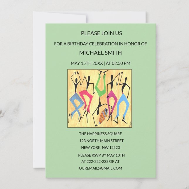 Watercolor, Acrobatic Dance Celebration Birthday  Invitation (Front)