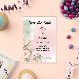 watercolor acrylic invitation wedding