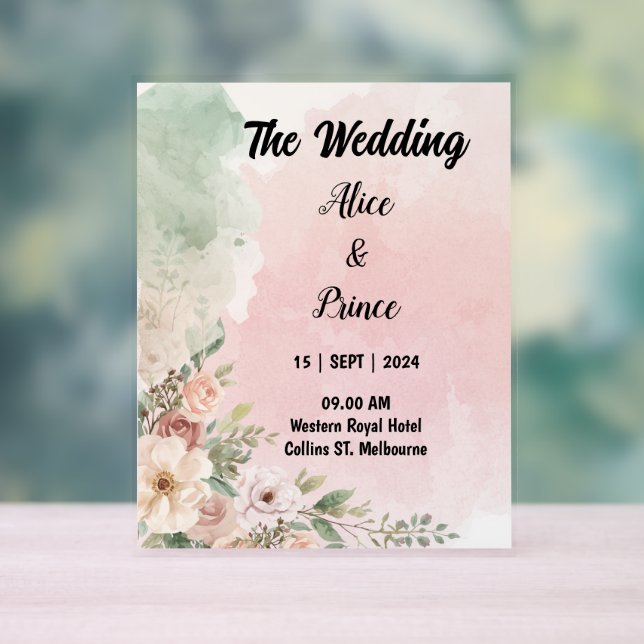 watercolor acrylic invitation wedding sign (Neutral)