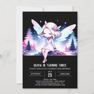 Watercolor Adorable Fairy Birthday Invitation