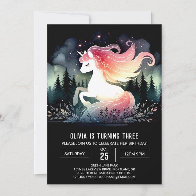 Watercolor Adorable Horse Birthday Invitation (Front)