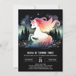 Watercolor Adorable Horse Birthday Invitation