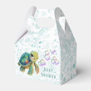 Watercolor Adorable Turtle Bubbles Baby Shower Favour Box