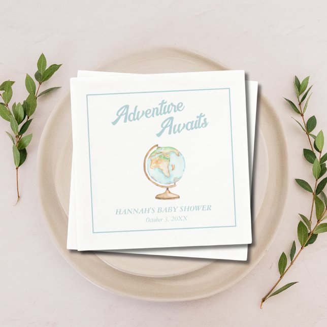 Watercolor Adventure Awaits Baby Shower Napkins  (Watercolor Adventure Awaits Baby Shower Napkins
)
