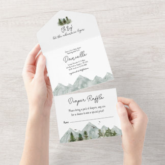 Watercolor Adventure Forest Baby Shower All In One Invitation